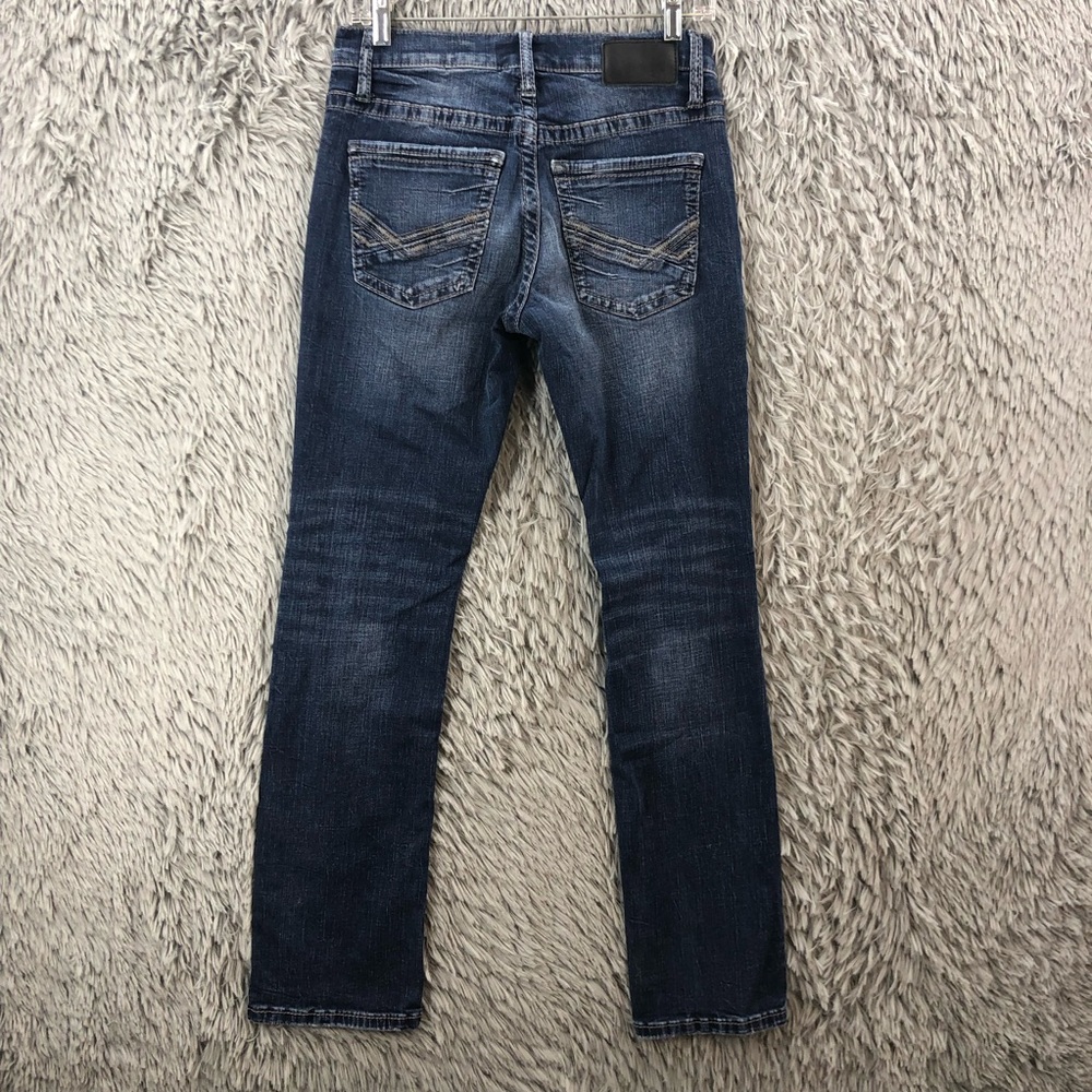 BKE Buckle Jeans Mens 30 Jake Straight Leg Whiskered Distressed Denim